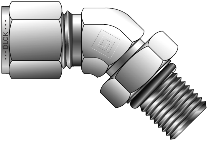 45° Positionable Male Elbow SAE MS Straight Thread (For Fractional Tube)